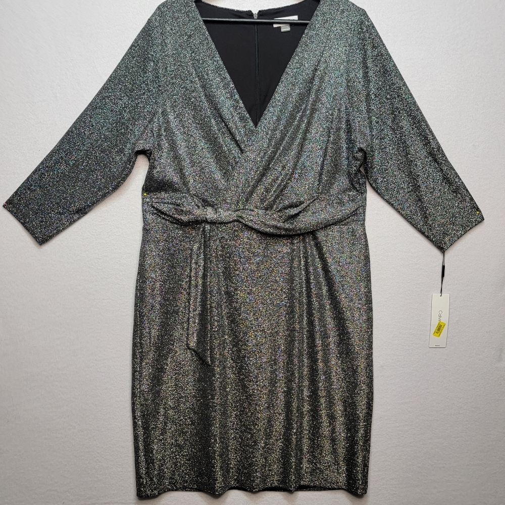 Calvin Klein Shimmering Metallic Wrap Dress SIZE‎ 16W